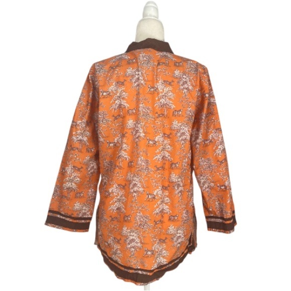 NicoBlu Capri Tunic Top in Whimsical Jungle Toile Cotton in Coral Orange Size L - Picture 5 of 9